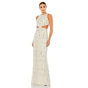 Mac Duggal NWT size 2 nude/ silver evening gown style 5740 *Read Notes*